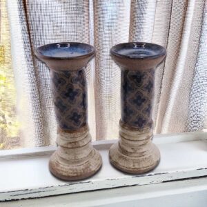 Ceramic Shabbat Candle Holders - 'Linen'