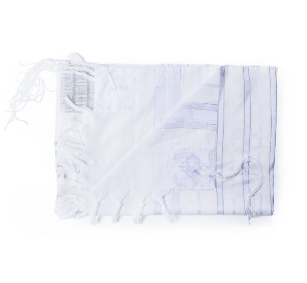 ⁦טלית אקרילן מעוטרת ברקמת כתר בצבע כסף – דגם ‘כתר מלוכה’⁩ – תמונה ⁦6⁩