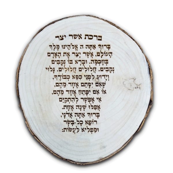 ברכת 'אשר יצר' בצריבה על בול עץ טבעי