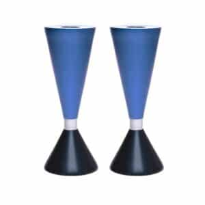Double-Sided Shabbat Candlesticks in Shades of Blue