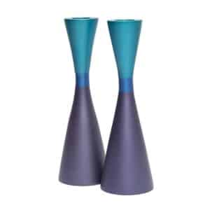 Shabbat Candlesticks in Purple and Turquoise Shades