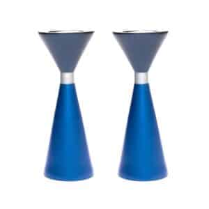 Double-Sided Shabbat Candlesticks in Shades of Blue