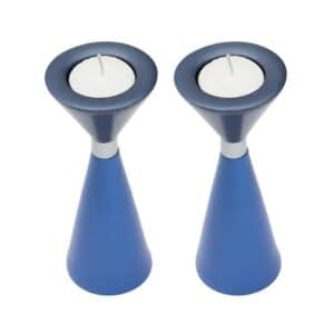 Double-Sided Shabbat Candlesticks in Shades of Blue