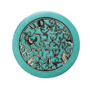 Turquoise Travel Candlesticks with Pomegranate Design