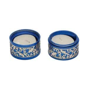 Travel Candlesticks in Blue with Pomegranate Section