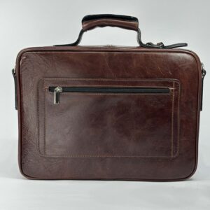 Genuine Leather Smooth Tallit and Tefillin Case in Brown Color