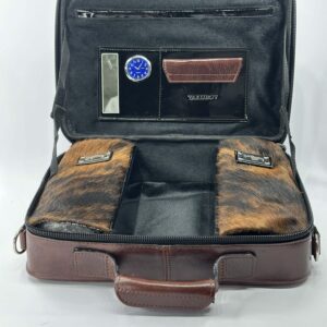 Genuine Leather Smooth Tallit and Tefillin Case in Brown Color
