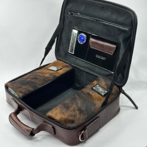 Genuine Leather Smooth Tallit and Tefillin Case in Brown Color