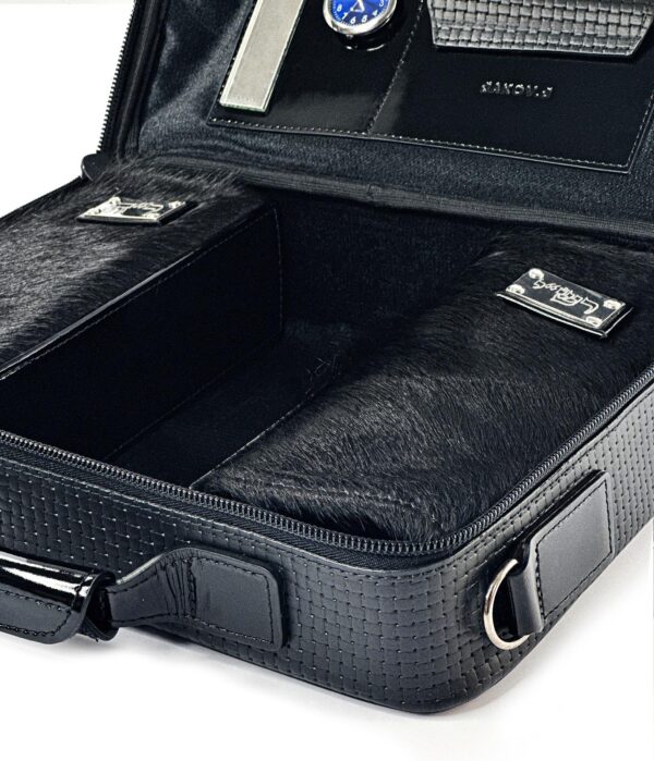 ⁦תיק לטלית ותפילין מעור אמיתי דגם שתי וערב⁩ – תמונה ⁦3⁩