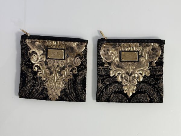 נרתיק לתפילין רש"י ור"ת מעור אמיתי עם בד יוקרתי בגווני זהב ושחור