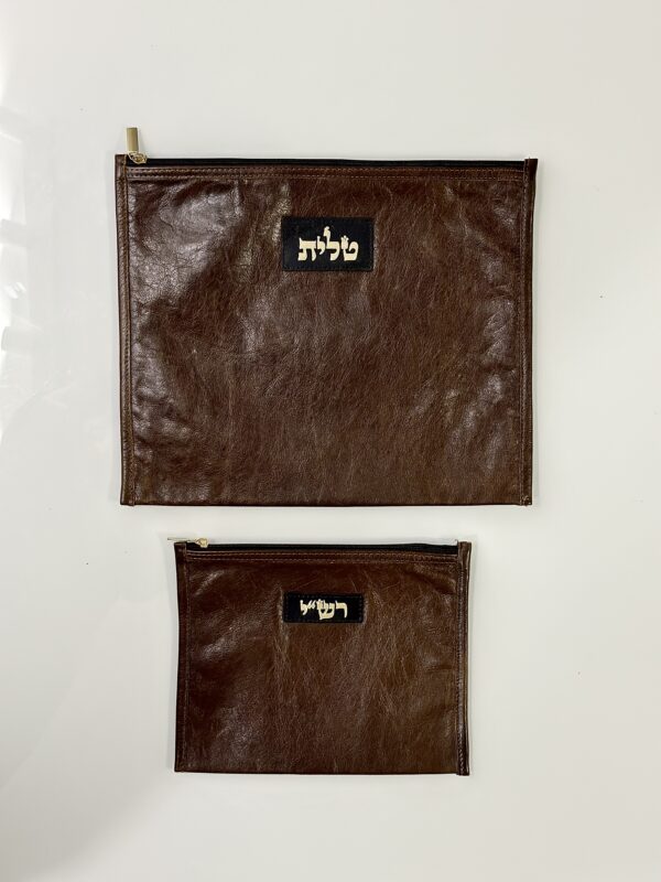 נרתיק לטלית ותפילין מעור אמיתי בצבע חום כהה