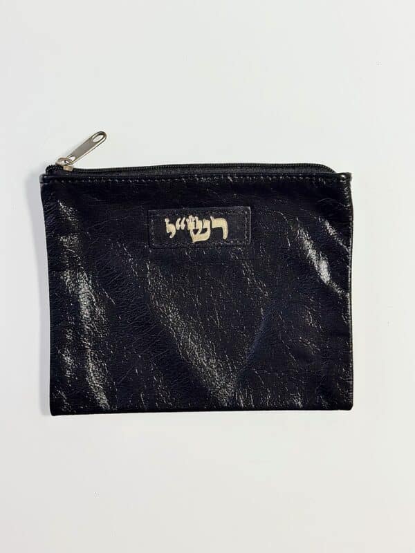 נרתיק לתפילין רש"י מעור אמיתי מבריק בצבע שחור