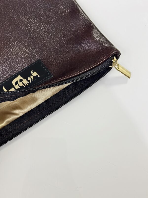 ⁦נרתיק לתפילין רש"י מעור אמיתי בצבע חום⁩ – תמונה ⁦2⁩