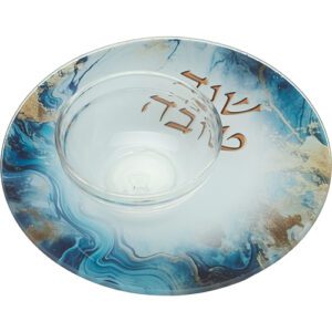 Honey Dish for Rosh Hashanah - Blue and Gold Marble Model