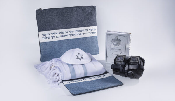 סט תפילין וטלית - דגם "מים ושמיים"
