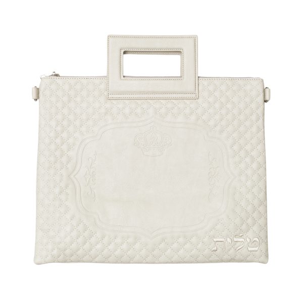 ⁦תיק לטלית ותפילין דמוי עור בצבע אבן עם ידית נשיאה ורצועה⁩ – תמונה ⁦2⁩