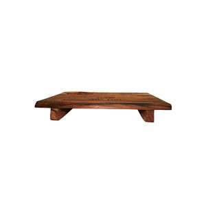 Rectangular Shabbat Challah Tray Made of Natural Wood with Legs and Built-in Salt Holder