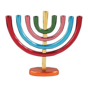 חנוכייה קלאסית מאלומיניום בגימור אמורפי - צבעוני