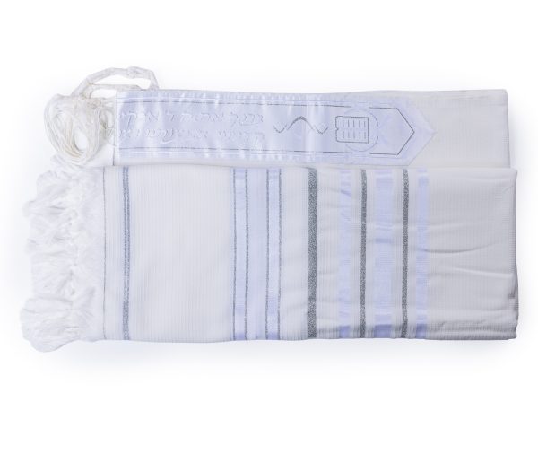 ⁦טלית כותנה עם פסים בצבע כסף⁩ – תמונה ⁦2⁩