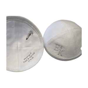 Linen Kippah with Embroidery - 30 Pieces