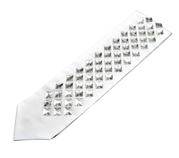 עטרה לטלית בצבע לבן עם אבני סברובסקי מרובעות