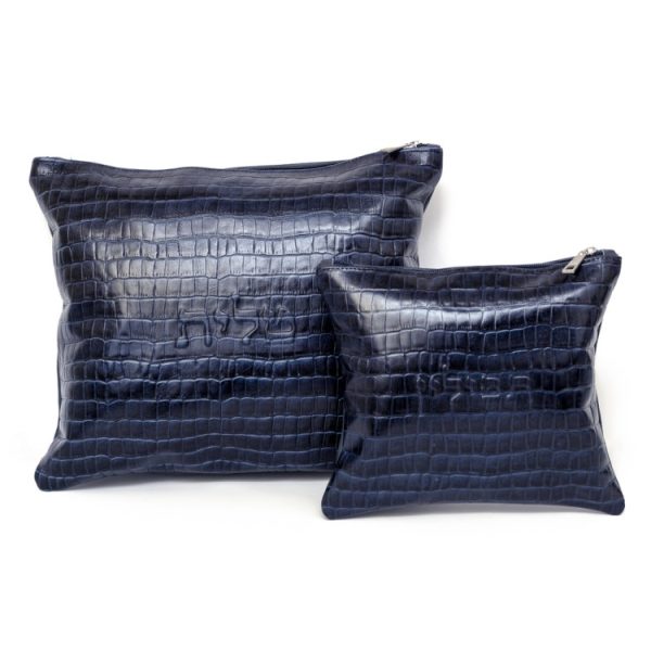 תיק לטלית ותפילין מעור אמיתי בדוגמת עור תנין מבריק