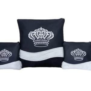 סט טלית ותפילין יוקרתי "כתר המלכות" – עור משולב פרווה טבעית בשחור לבן