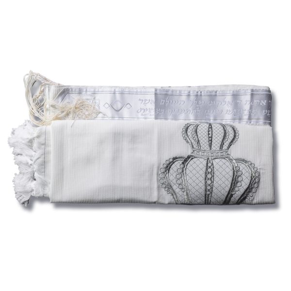 ⁦טלית "כתר" - 100% כותנה עם גווני כסף⁩ – תמונה ⁦2⁩