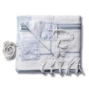 Tallit "My Fire" - 100% Cotton with Sky Blue Shades