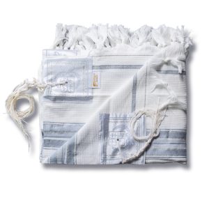 Tallit "Keter" - 100% Cotton with Light Blue Shades