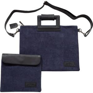 תיק לטלית ותפילין מקורדרוי כחול נייבי עם ידית אחיזה ורצועת כתף